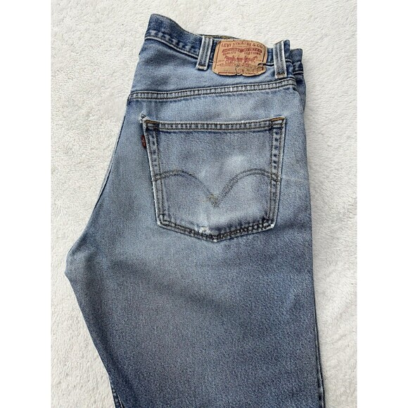 Levis 505 Jeans Men’s 38x30 90s Stonewash Straight Blue Red Tab Denim VTG Retro - Picture 6 of 16
